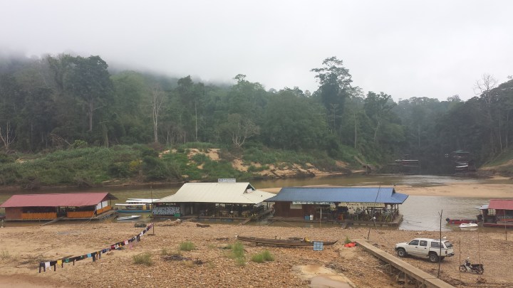 Floating Restaurants with the Entrance to The National Park in the Background
